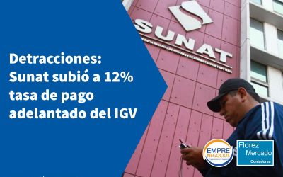 Detracciones: Sunat subió a 12% tasa de pago adelantado en servicios